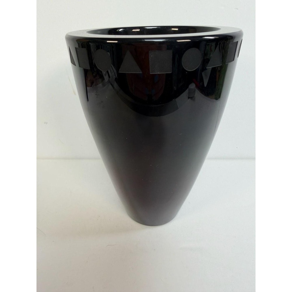 Sasaki Ward Bennett 24% Lead Crystal Black Sengai Vase 6.5"